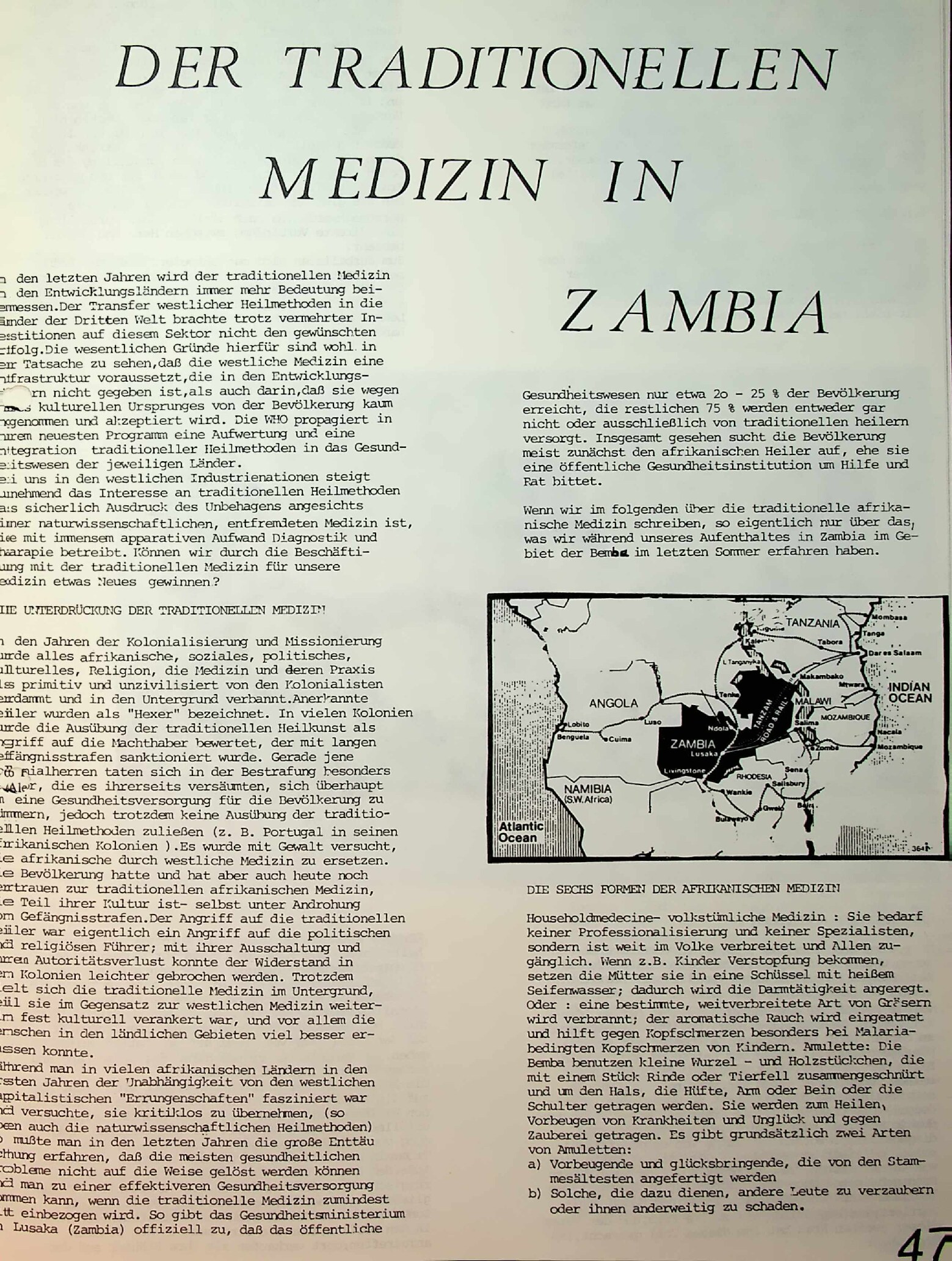 Vorschau: Die traditionelle afrikanische Medizin in Zambia