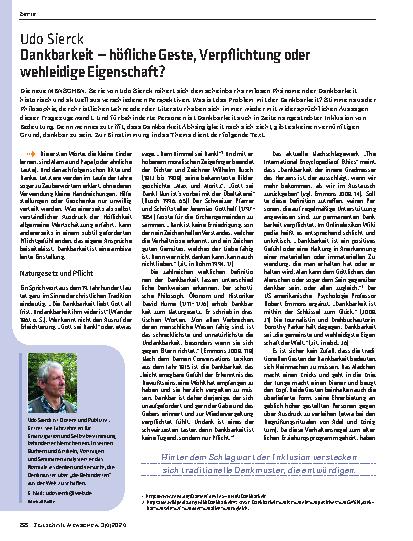 Vorschauseite 1: Dankbarkeit – höfliche Geste, Verpflichtung oder wehleidige Eigenschaft?
