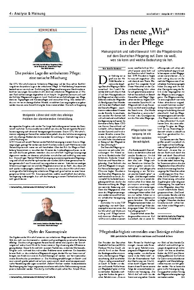 Vorschauseite 1: Das neue „Wir“ in der Pflege