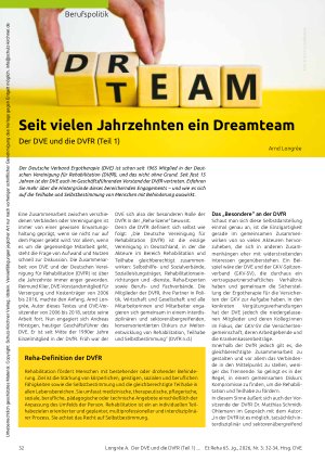 Vorschauseite 1: DRTEAM Seit vielen Jahrzehnten ein Dreamteam Der DVE und die DVfR (Teil 1)