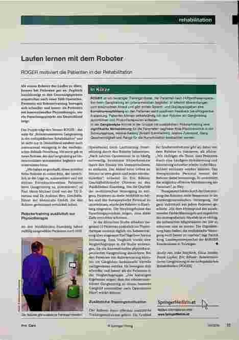 Vorschauseite 1: Aufgaben lernen mit dem Roboter ROGER motiviert die Patienten in der Rehabilitation.