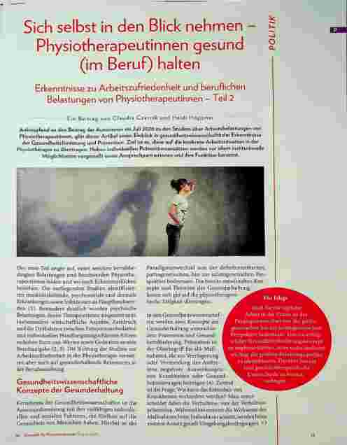 Vorschauseite 1: Sich selbst in den Blick nehmen - Physiotherapeutinnen gesund (im Beruf) halten