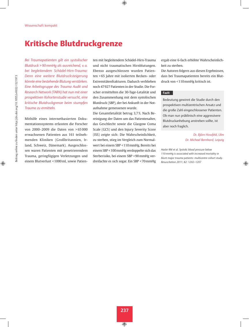 Vorschauseite 1: Kritische Blutdruckgrenze