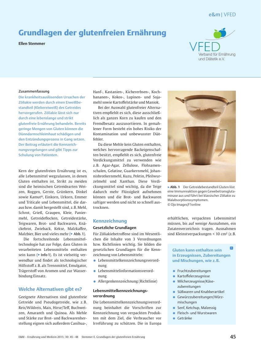 Vorschauseite 1: Grundlagen der glutenfreien Ernährung