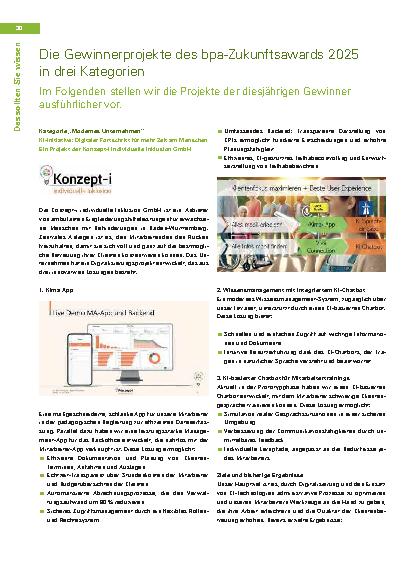 Vorschauseite 1: Die Gewinnerprojekte des bpa-Zukunftsawards 2025 in drei Kategorien
