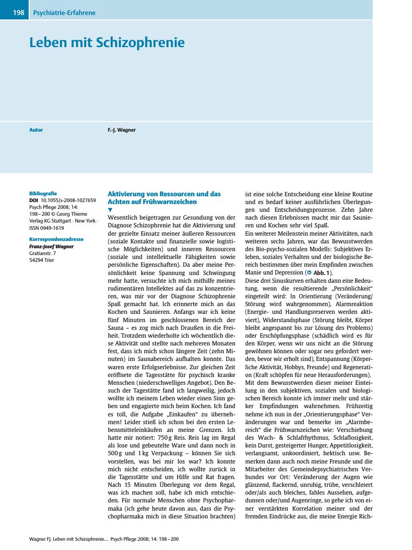 Vorschauseite 1: Leben mit Schizophrenie