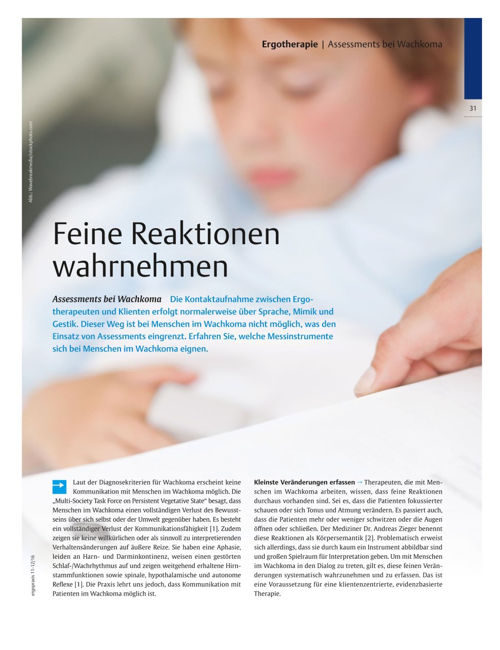 Vorschauseite 1: Assessments bei Wachkoma ? Feine Reaktionen wahrnehmen