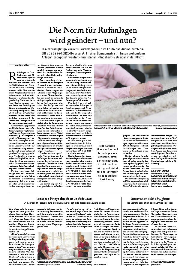 Vorschauseite 1: Die Norm für Rufanlagen wird geändert – und nun?