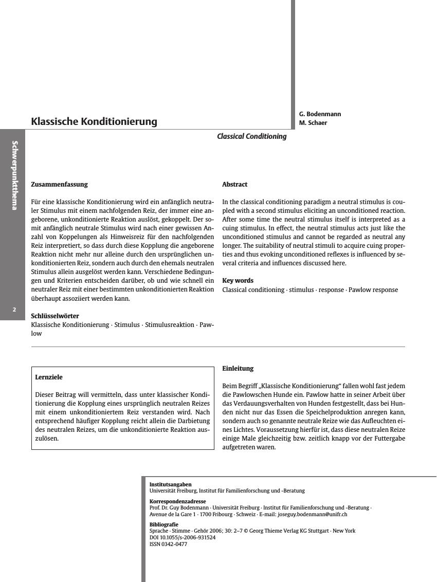 Vorschauseite 1: Klassische Konditionierung