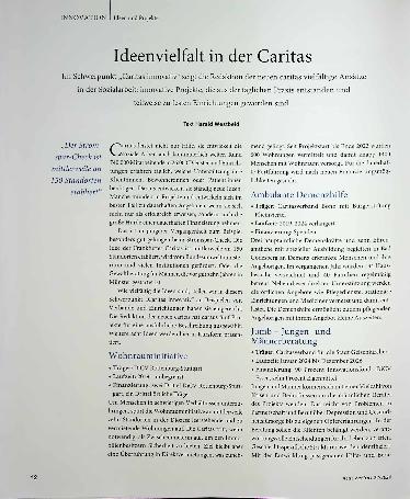 Vorschauseite 1: Ideenvielfalt in der Caritas