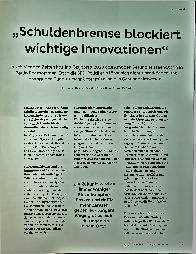 Vorschauseite 2: "Schuldenbremse blockiert wichtige Innovationen."