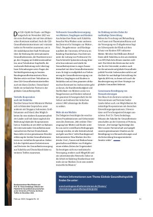 Vorschauseite 2: Internationale Zusammenarbeit: Gemeinsam zur globalen Gesundheit