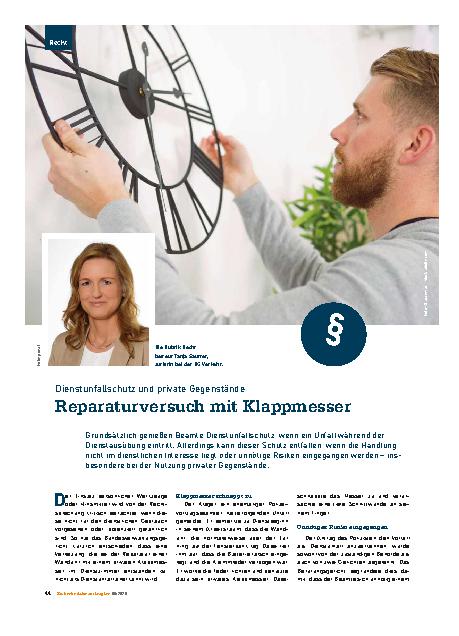 Vorschauseite 1: Dienstunfallschutz und private Gegenstände Reparaturversuch mit Klappmesser