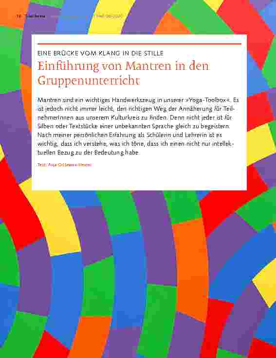 Vorschauseite 1: EINE BRÜCKE VOM KLANG IN DIE STILLE Einführung von Mantren in den Gruppenunterricht