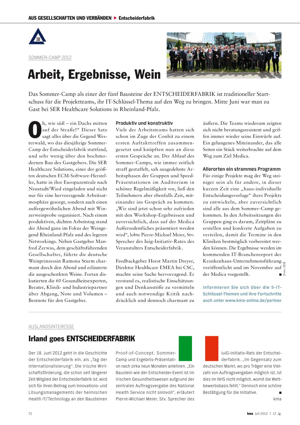 Vorschauseite 1: Arbeit, Ergebnisse, Wein