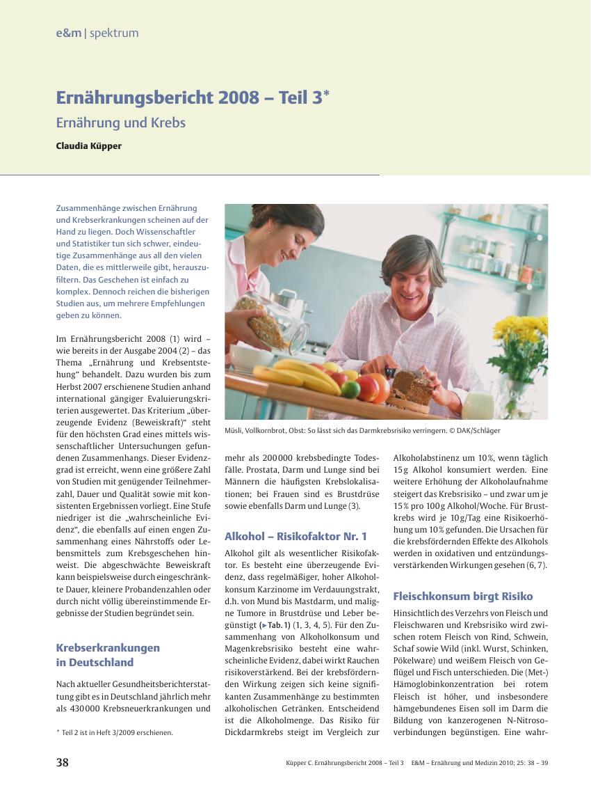 Vorschauseite 1: Ernährungsbericht 2008 – Teil 3