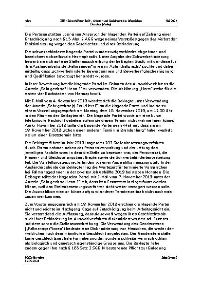 Vorschauseite 2: Aus der Praxis für die Praxis: Genderstern und Ersatztermin zum Vorstellungsgespräch schwerbehinderter Bewerber.