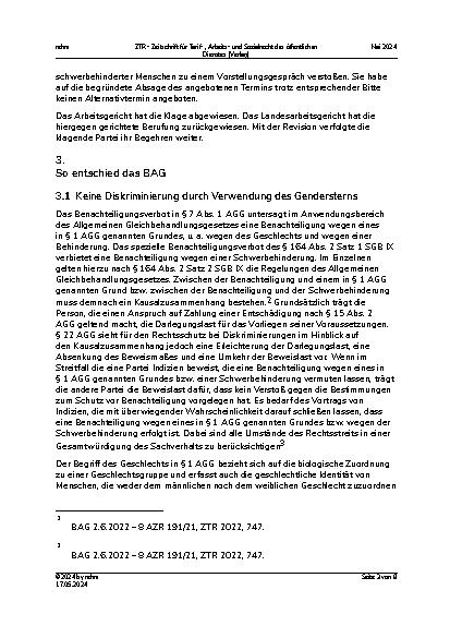 Vorschauseite 3: Aus der Praxis für die Praxis: Genderstern und Ersatztermin zum Vorstellungsgespräch schwerbehinderter Bewerber.