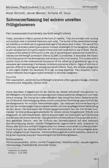 Vorschauseite 1: Sehmerz® Erfassung bei extrem unreifen Frühgeborenen