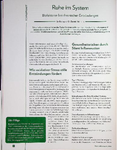 Vorschauseite 1: Ruhe im System Biofaktoren bei chronischen Entzündungen