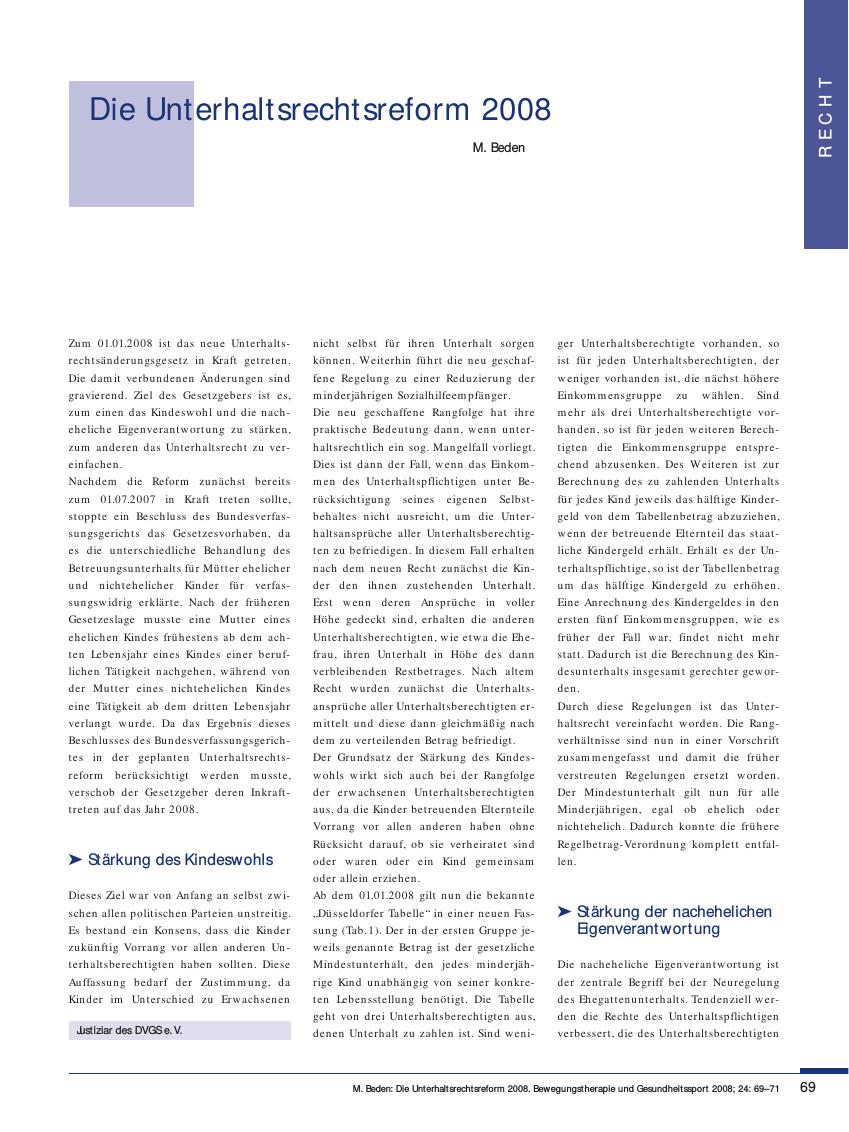 Vorschauseite 1: Die Unterhaltsrechtsreform 2008