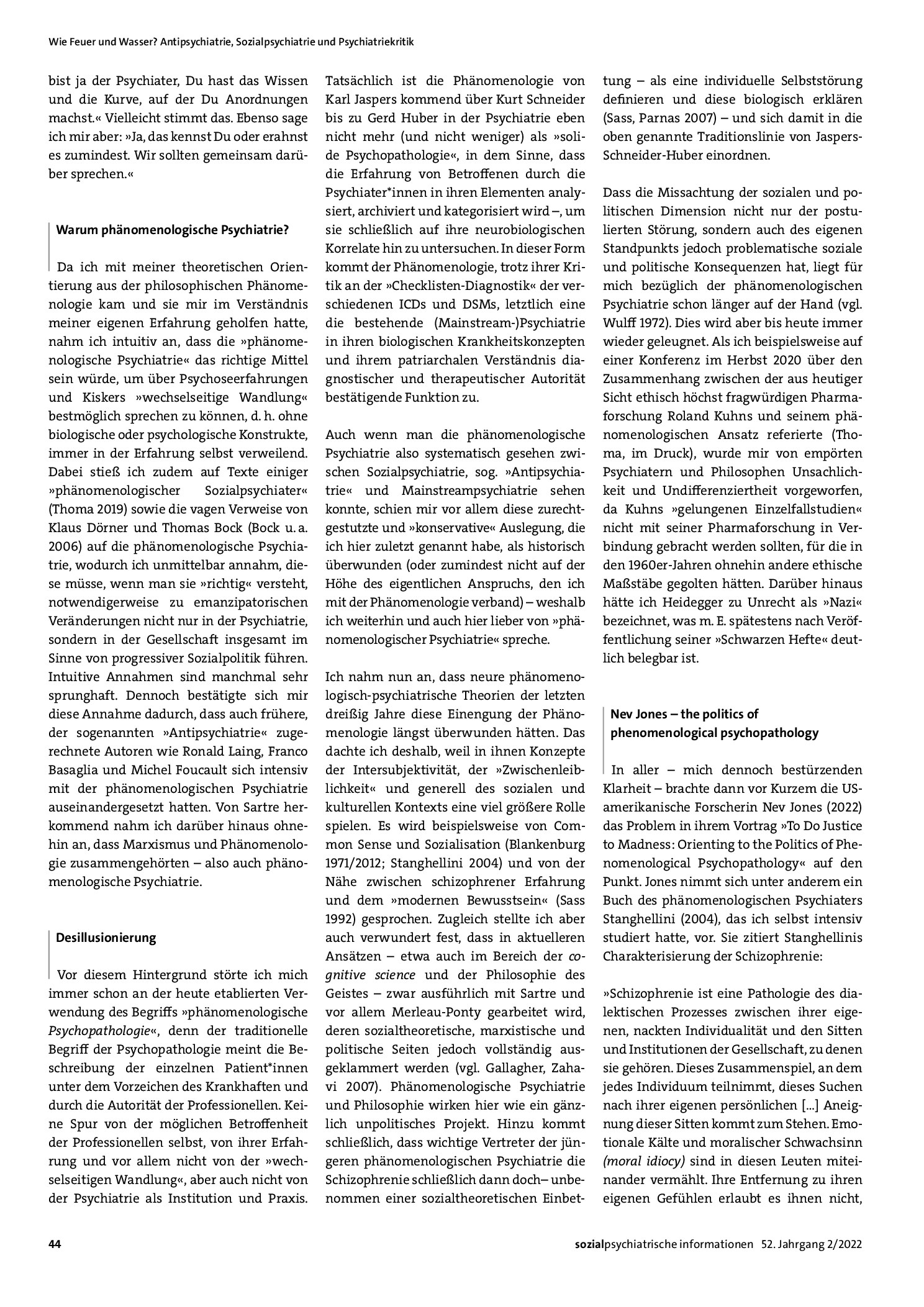 Vorschauseite 2: Ja, es ist politisch. Überlegungen aus persönlicher Sicht zur phänomenologischen Psychiatrie zwischen Mainstream-, Sozial- und »Anti«-Psychiatrie