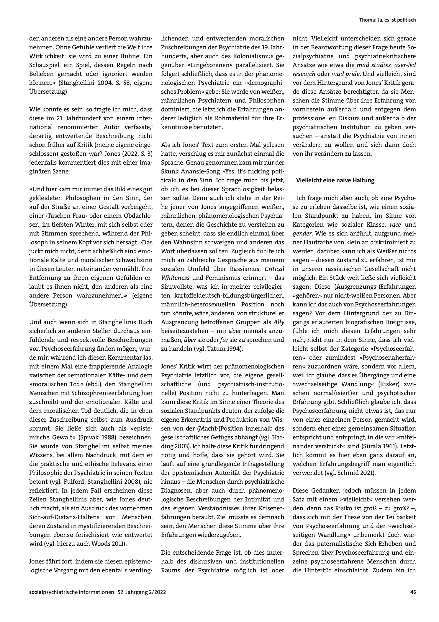 Vorschauseite 3: Ja, es ist politisch. Überlegungen aus persönlicher Sicht zur phänomenologischen Psychiatrie zwischen Mainstream-, Sozial- und »Anti«-Psychiatrie