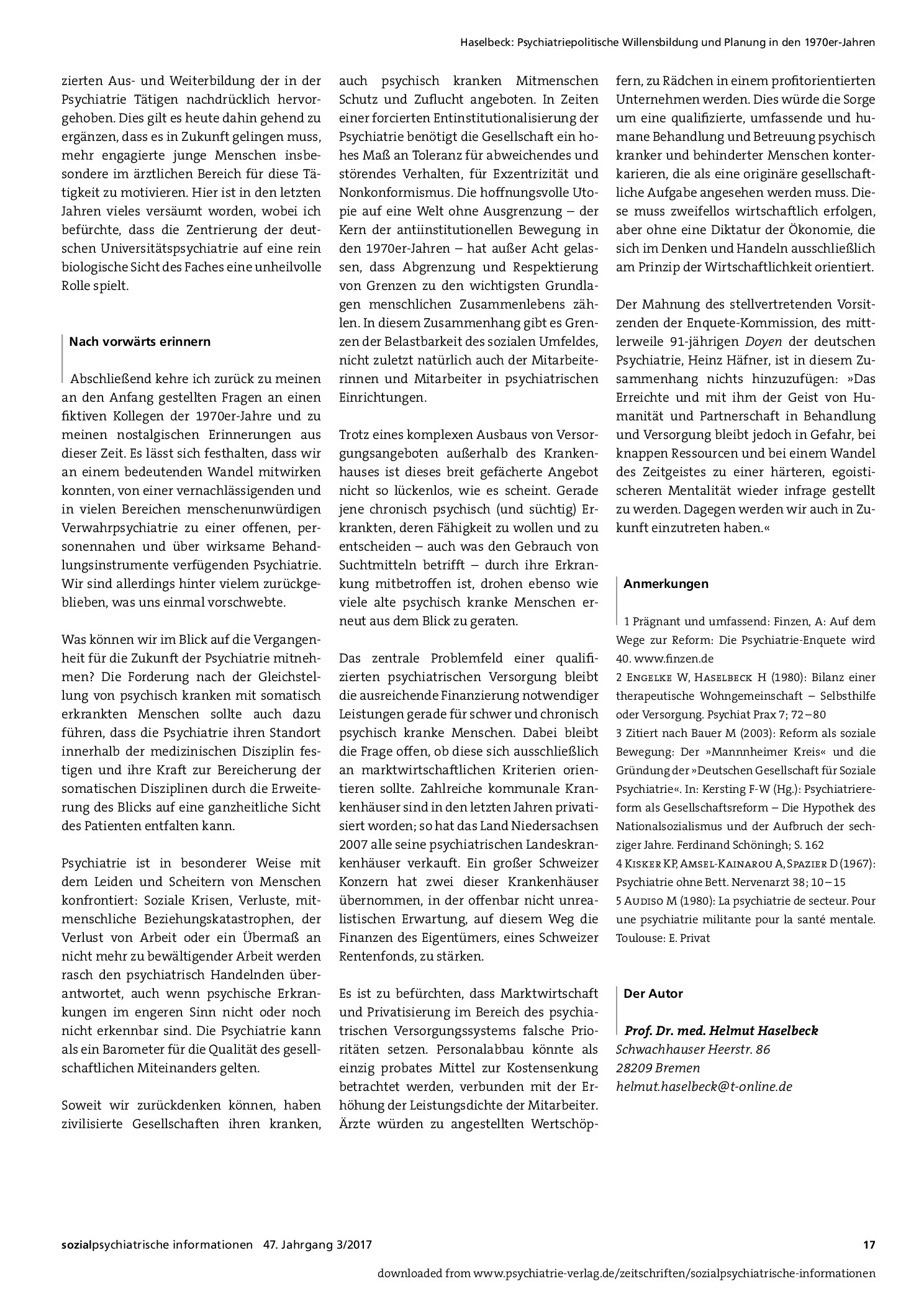 Vorschauseite 4: Psychiatriepolitische Willensbildung und Planung in den 1970er-Jahren