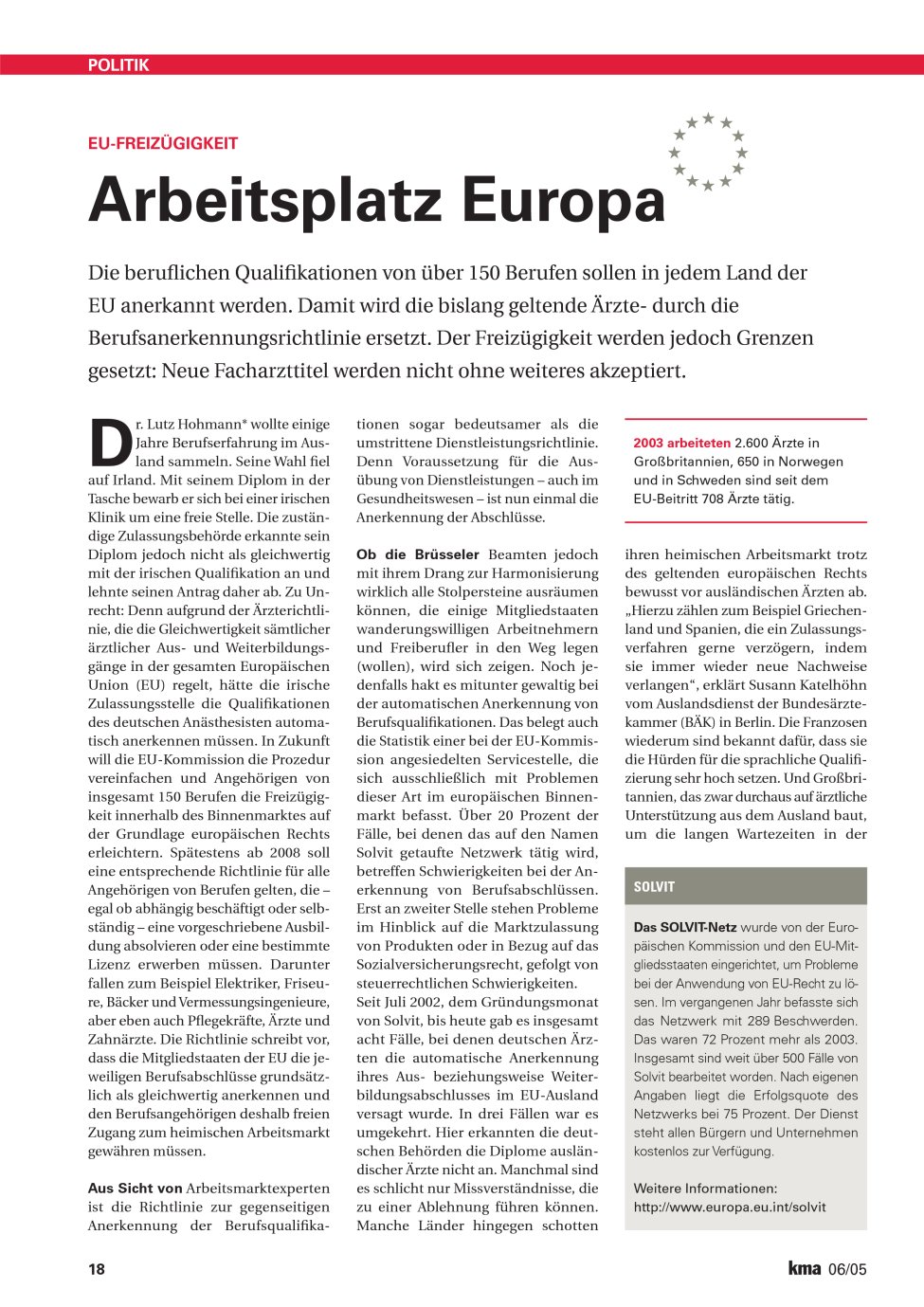 Vorschauseite 1: Arbeitsplatz Europa