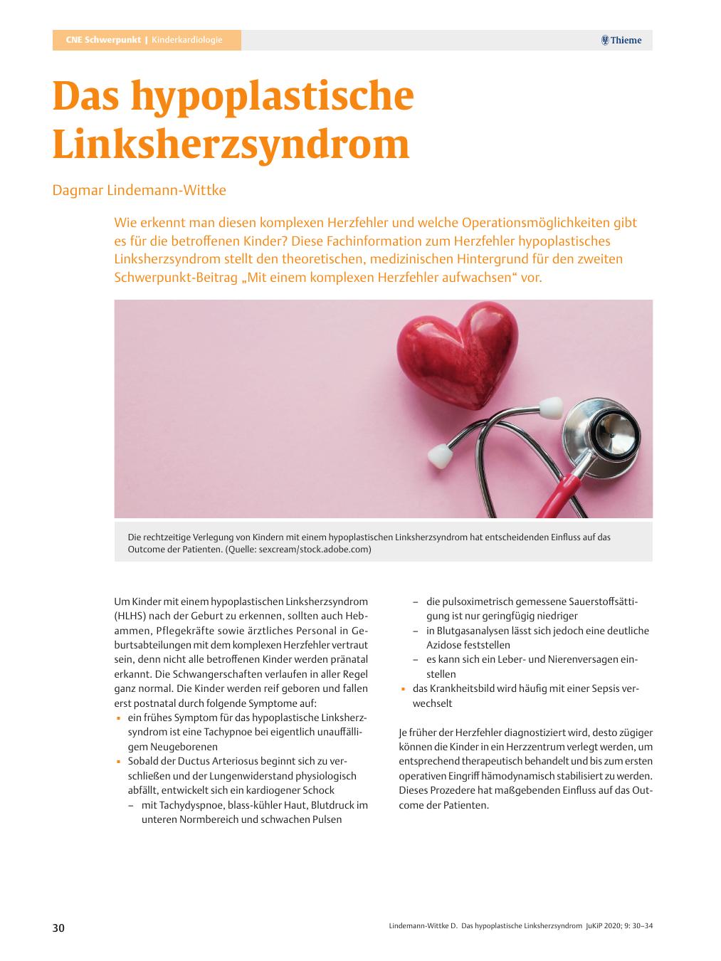 Vorschauseite 1: Das hypoplastische Linksherzsyndrom