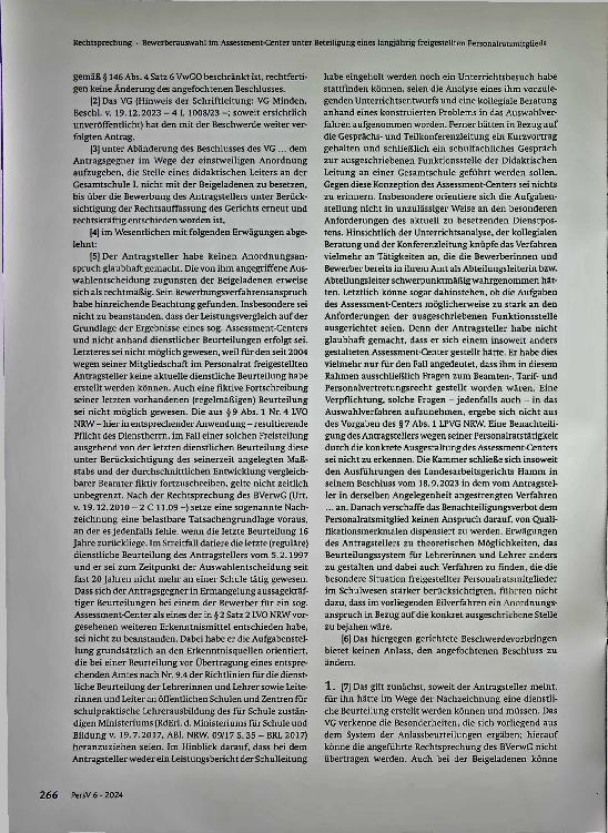 Vorschauseite 2: Bewerberauswahl im Assessment-Center unter Beteiligung eines langjährig freigestellten Personalratsmitglieds