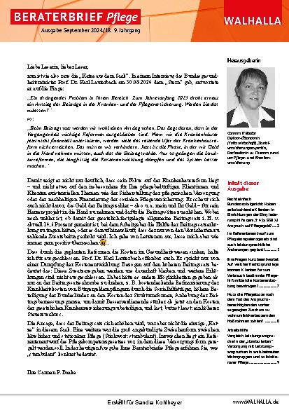 Vorschauseite 1: Beraterbrief Pflege Heft 18-2024
