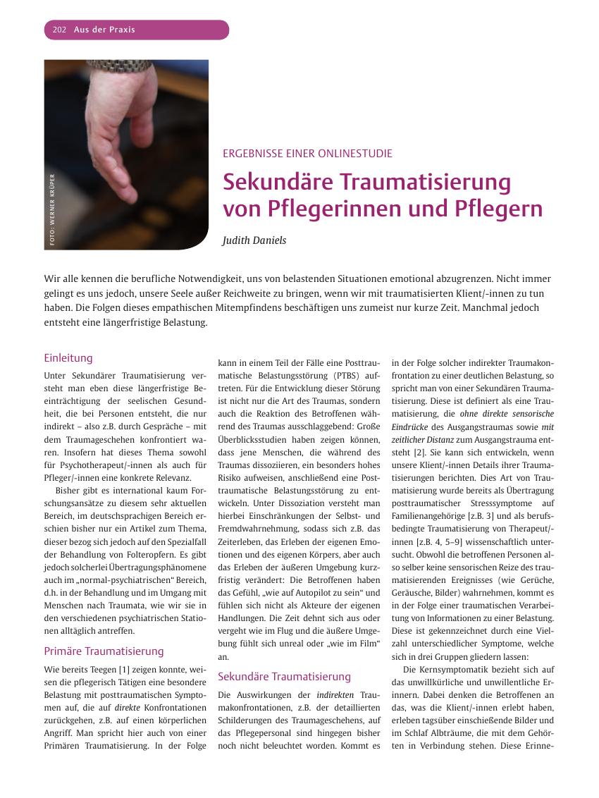 Vorschauseite 1: Sekundäre Traumatisierung von Pflegerinnen und Pflegern