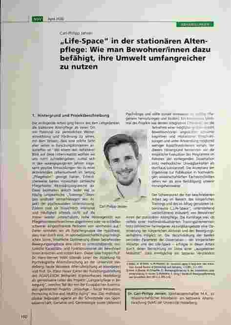 Vorschauseite 1: „Life-Space" in der stationären Altenpflege: Wie man Bewohner/innen dazu befähigt, ihre Umwelt umfangreicher zu nutzen.