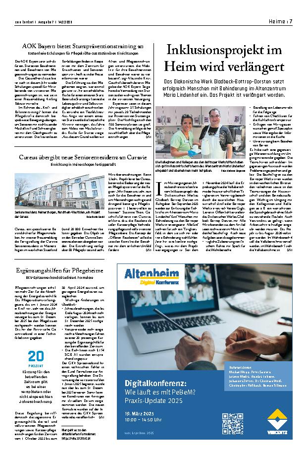 Vorschauseite 1: Inklusionsprojekt im Heim wird verlängert