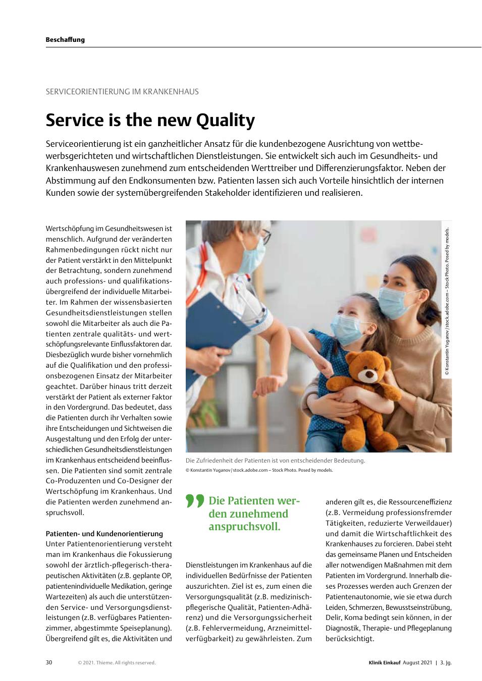 Vorschauseite 1: Serviceorientierung im Krankenhaus: Service is the new Quality