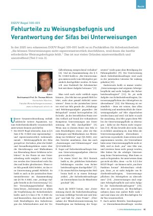 Vorschauseite 1: Fehlurteile zu Weisungsbefugnis und Verantwortung der Sifas bei Unterweisungen