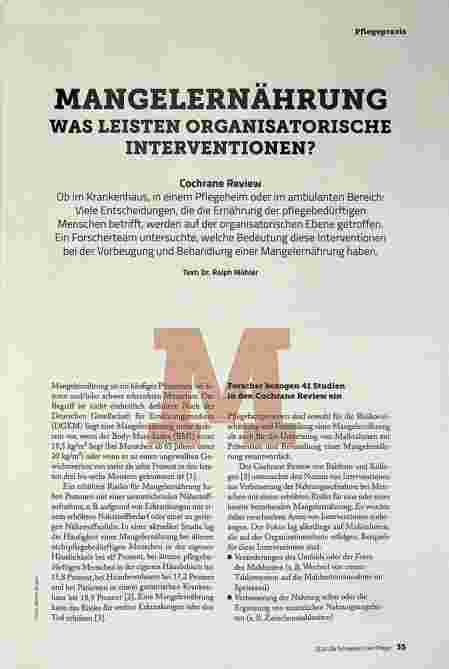 Vorschauseite 2: MANGELERNÄHRUNG: WAS LEISTEN ORGANISATORISCHE INTERVENTIONEN?
