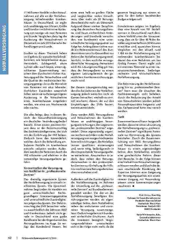 Vorschauseite 3: Konzentration als Lösung? Optimierung der Notfallversorgung in Deutschland durch die Konzentration der Notfälle in „professionelle Zentren“