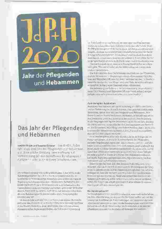 Vorschauseite 1: Das Jahr der Pflegenden und Hebammen