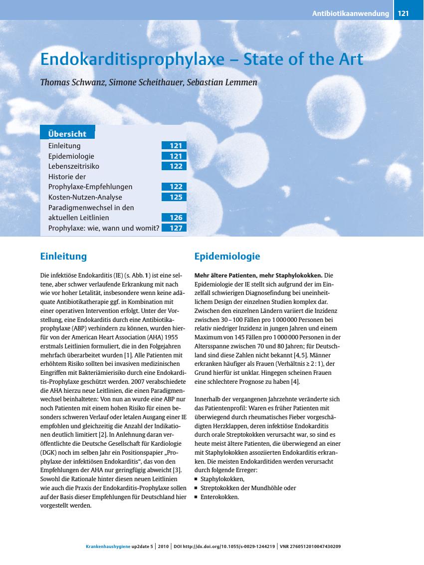 Vorschauseite 1: Endokarditisprophylaxe – State of the Art