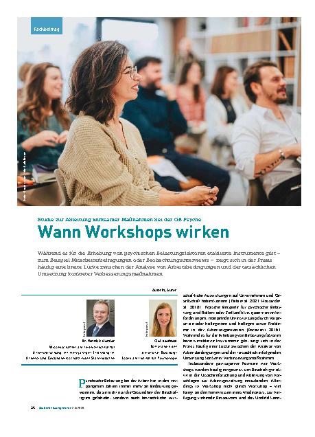 Vorschauseite 1: Studie zur Ableitung wirksamer Maßnahmen bei der GB Psyche Wann Workshops wirken