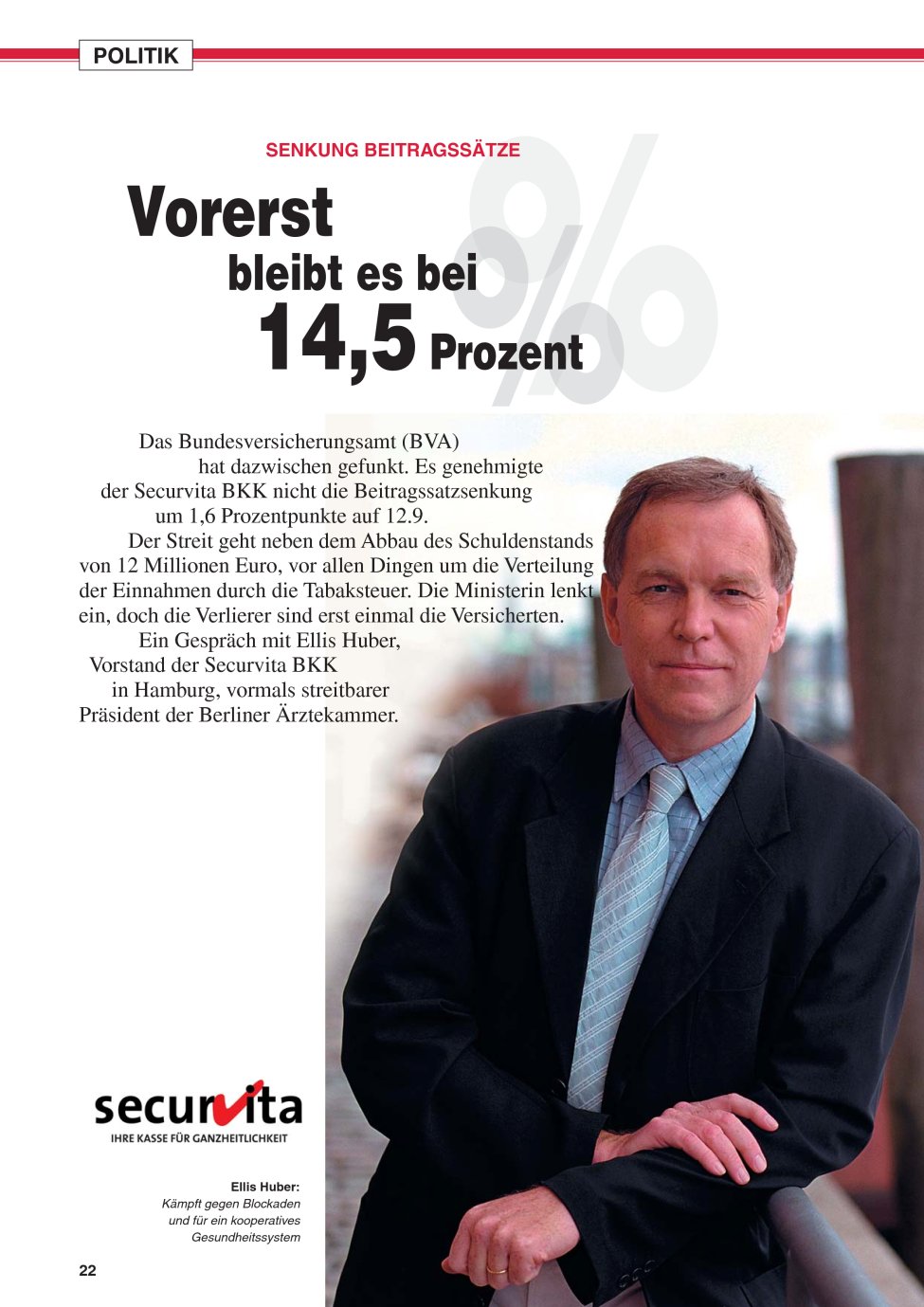 Vorschauseite 1: Vorerst bleibt es bei 14,5 Prozent