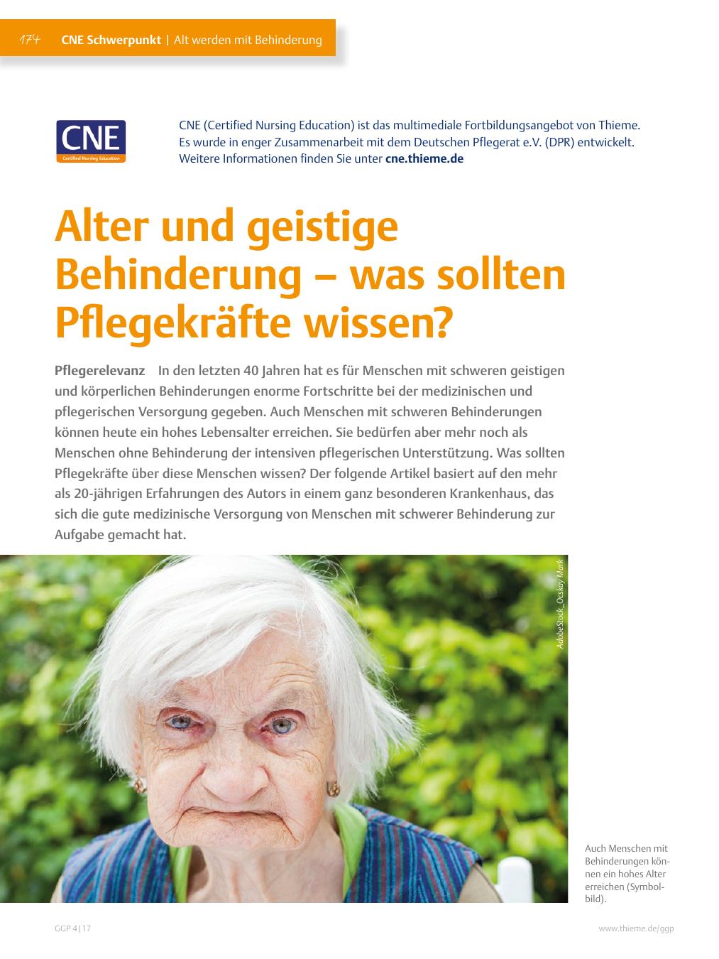 Vorschauseite 1: Alter und geistige Behinderung – was sollten Pflegekräfte wissen?