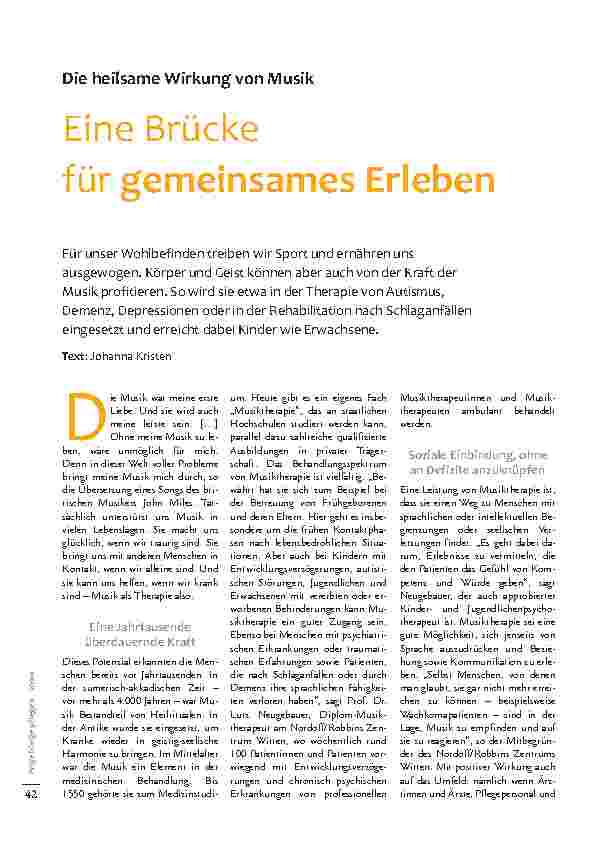 Vorschauseite 1: Die heilsame Wirkung von Musik - Eine Brücke für gemeinsames Erleben.