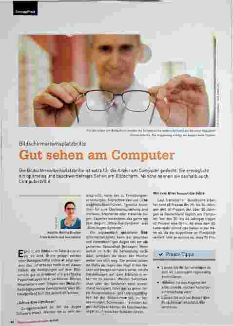 Vorschauseite 1: Bildschirmarbeitsplatzbrille: Gut sehen am Computer