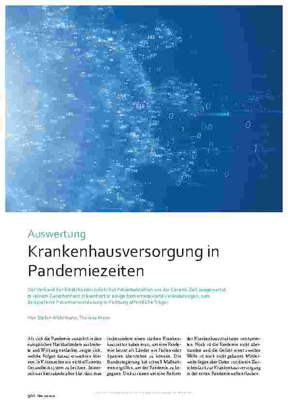 Vorschauseite 1: Auswertung Krankenhausversorgung in Pandemiezeiten