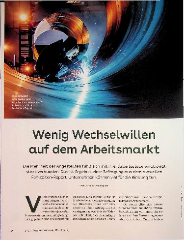 Vorschauseite 1: Wenig Wechselwillen auf dem Arbeitsmarkt