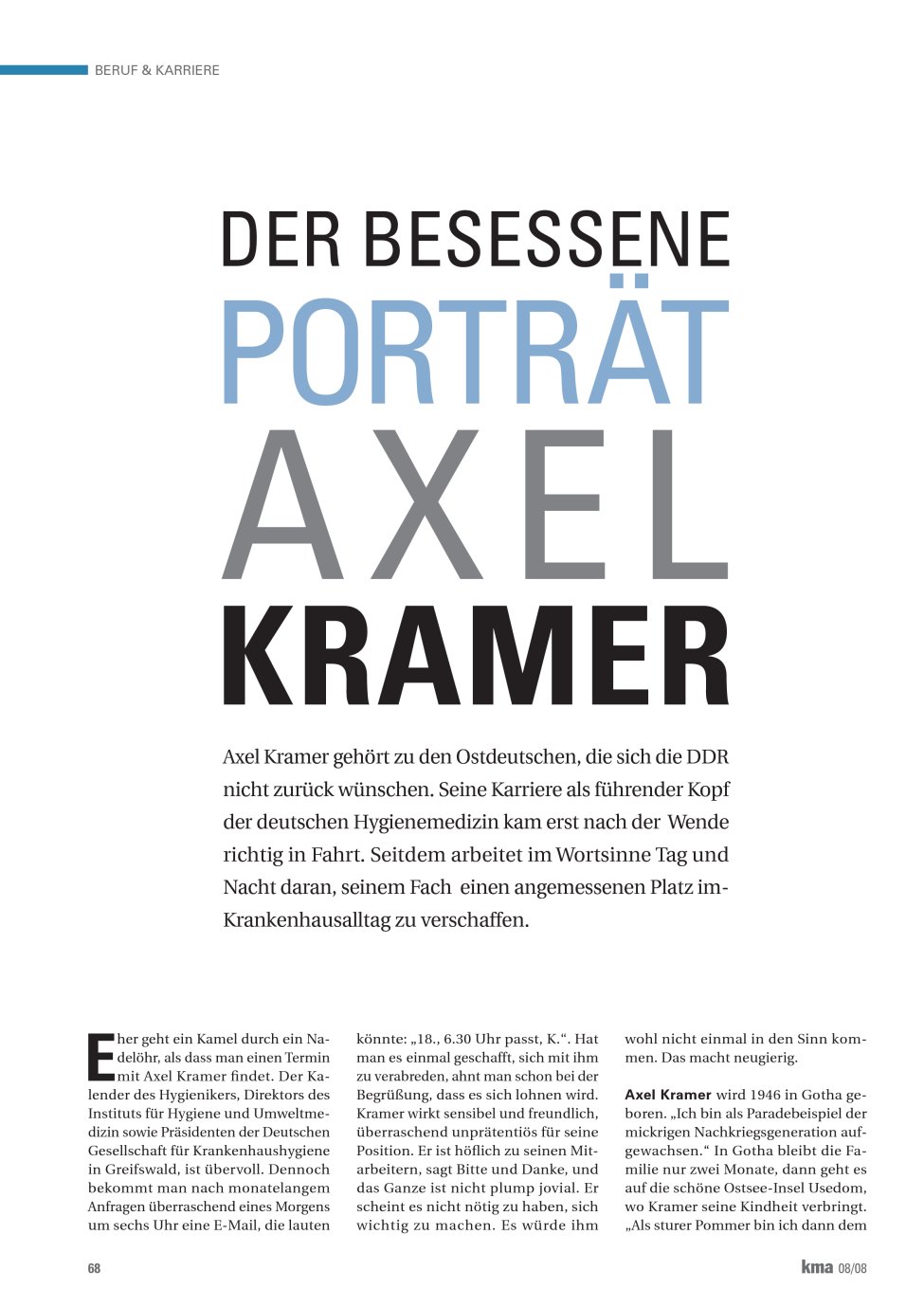Vorschauseite 1: Porträt Axel Kramer