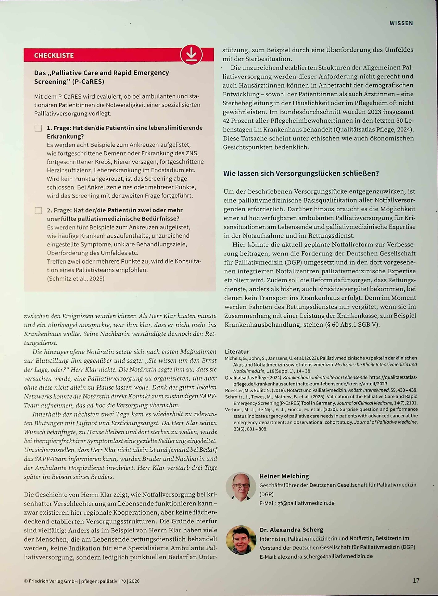 Vorschauseite 3: Der palliative Notfall – eine Lücke im System